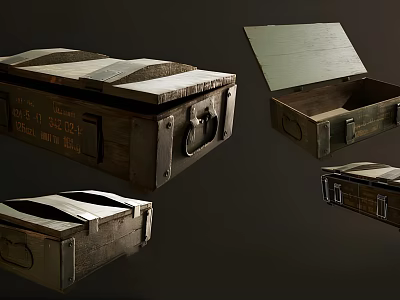 Vintage Wooden Trunk With Metal Clasps Open Lid Classic Texture Design 3d model