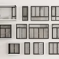 Various Modern Window Designs Featuring Black Frames And Glass Panels 3d model