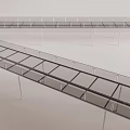 Modern Linear Structure With Glass Panels And Metal Frame Support Design 3d model