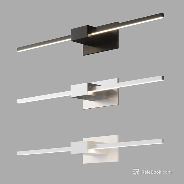 Modern Wall Sconces With Minimalist Linear Design And LED Light In Black White Silver Finishes 3d model 