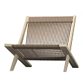 Modern Minimalist Leisure Chair With Wooden Frame And Handwoven Seat Cross Leg Design