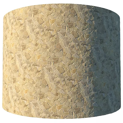 Cylindrical Decorative Building Component with Crushed Stone Mosaic Surface in Light Brown Beige Gray Tones 3d model