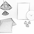 Geometric Decorative Ornament Set With Pendant Lights Wall Art Color Wheel And Cushions