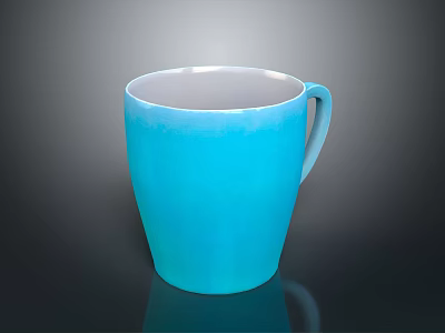 Blue Ceramic Mug With Smooth Surface And Comfortable Handle For Daily Use 3d model