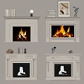 French Cream Style Fireplace Electronic Flame Embedded Fireplace 3d model
