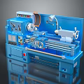 Blue Industrial Lathe Machine With Control Panel And Metal Components 3d model