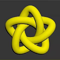 Shiny Golden Knot 3D Model On Dark Background With Glossy Reflection 3d model