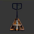 Orange Manual Hydraulic Pallet Truck With Blue Handle Two Forks And Wheels