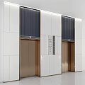 Modern Elevator Lobby Design With Brushed Metal Doors Control Panel And Wall Paneling 3d model