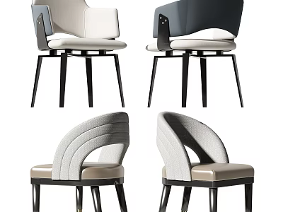Leisure Chair Modern Design Curved Backrest Upholstered Seat Black Legs Multiple Colors 3d model