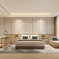 Elegant Modern Hotel Guest Room With King Bed And Panoramic City Landscape Through Large Windows