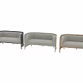 Modern Rattan Sofa Set With Beige Cushions And Woven Wooden Frame Design