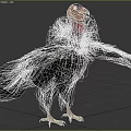 Large Vulture With Black Feathers Spreading Wings In Natural Grassland Habitat