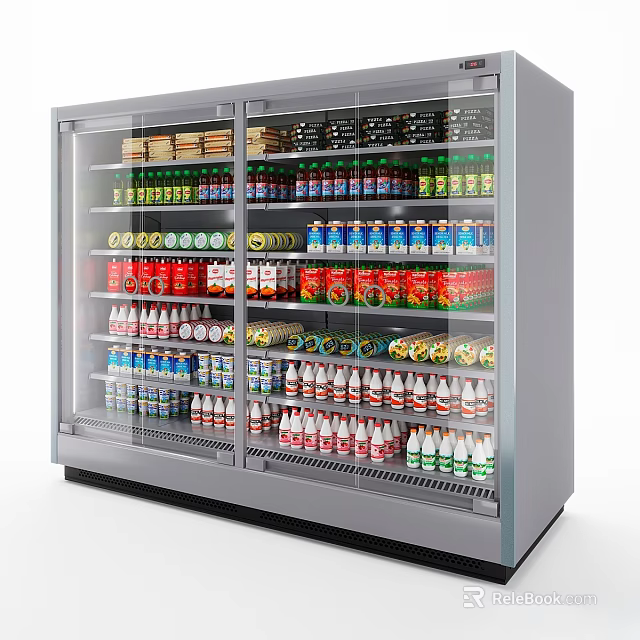 Commercial Double Door Glass Display Refrigerator For Beverage Storage In Retail 3d model 