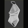 Black One Piece Swimsuit with Open Back and Intricate Lace Design Details
