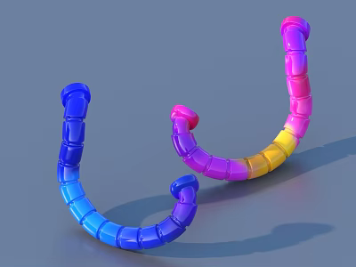 Colorful Flexible Household Hooks In Curved Shape With Gradient Blue Pink Yellow Design 3d model