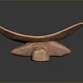 Handcrafted Wooden Sculpture With Intricate Carvings And Curved Design On Base