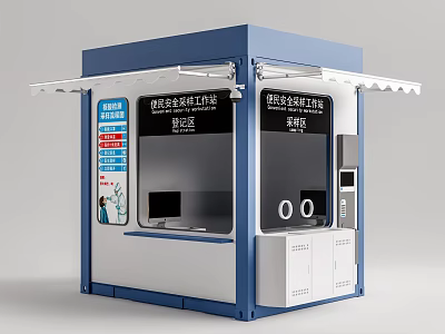 Modern Smart Security Community Workstation Registration Area With Functional Service Kiosk 3d model