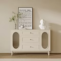 Minimalist Modern Entryway Console Table With Drawers Framed Art Plant And Bust Sculpture