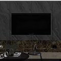 Modern Open Layout Living And Dining Room With Elegant Marble Decor And Soft Warm Lighting