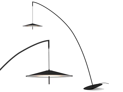 Modern Arc Floor Lamp With Circular Shade And Stable Black Base Design 3d model
