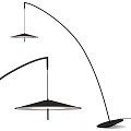 Modern Arc Floor Lamp With Circular Shade And Stable Black Base Design 3d model
