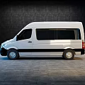White Mercedes Benz Van In Dark Wall And Gray Floor Setting 3d model