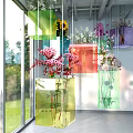Colorful Hanging Glass Vases with Fresh Flowers for Indoor Outdoor Garden Decor