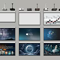 Modern Projector Projection Curtain 3d model
