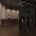 Spacious Two Story Exhibition Hall With Modern Display Tables And Wall Artworks