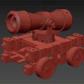 Vintage Weapon Cannon with Metal Barrel Wooden Structure and Wheels