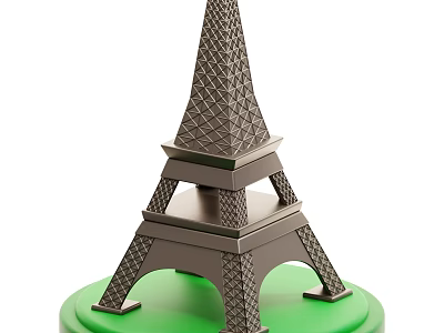 Detailed Eiffel Tower Model With Green Circular Base And Metallic Structure 3d model