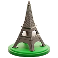 Detailed Eiffel Tower Model With Green Circular Base And Metallic Structure