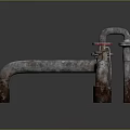 Rusty Metal Pipe Structure With Red Valves And Industrial Design Elements 3d model