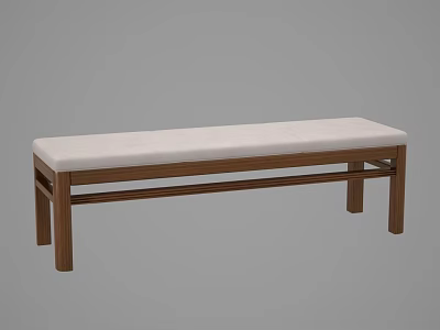 Wooden Frame Bench With Soft Upholstered Seat For Living Room Furniture 3d model