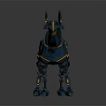 Blue And Yellow Robotic Dog With Mechanical Limbs And Futuristic Body Design