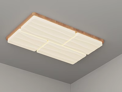 Modern Wooden Frame Ceiling Light With White Illuminated Panels For Home Interior 3d model