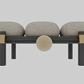 Elegant Boucle Upholstered Sofa Stool With Soft Padded Cushions And Brass Accented Metal Legs