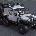 White Six Wheel Off Road SUV With Roof Lights And Spare Tire