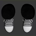 Black Over The Knee Socks with White Stripes Paired with White Sneakers