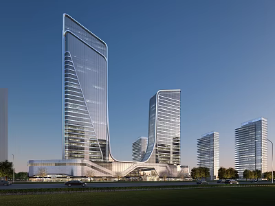 Modern Urban Skyscrapers With Glass Facades And Contemporary Architecture 3d model