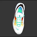 Stylish White Sneakers With Green Laces Transparent Upper Orange Red Accents Star Logo Thick Sole