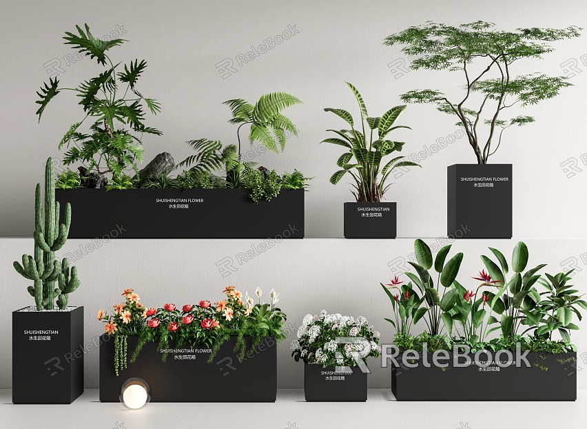 Flower box plant combination pendulum green plant flower box green plant potted plant pile flower pond flower bed model