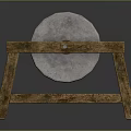 Traditional Stone Mill Hardware Tool with Wooden Stand Designed for Grinding Grain
