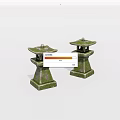 Traditional Japanese Style Outdoor Lights With Moss Covered Stone Lantern Design