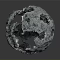 Rough Surface Broken Sphere Component With Multiple Holes And Rock Texture