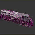 Gray Locomotive with Circular Ventilation Fans and Yellow Lights Detailed 3D Model on Gray Background