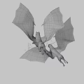 Game Movie Character Red Dragon With Large Wings Flying And Yellow Light Spots