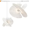 Modern White Organic Curved Chandelier Design With Flowing Petal Shapes And Soft Glow