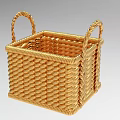 Elegant Golden Woven Square Basket Decorative Ornament Combination with Handles for Home Decor
